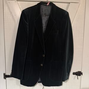 Vintage YSL Yves Saint Laurent Green Velvet Blazer France 70s Designer Jacket